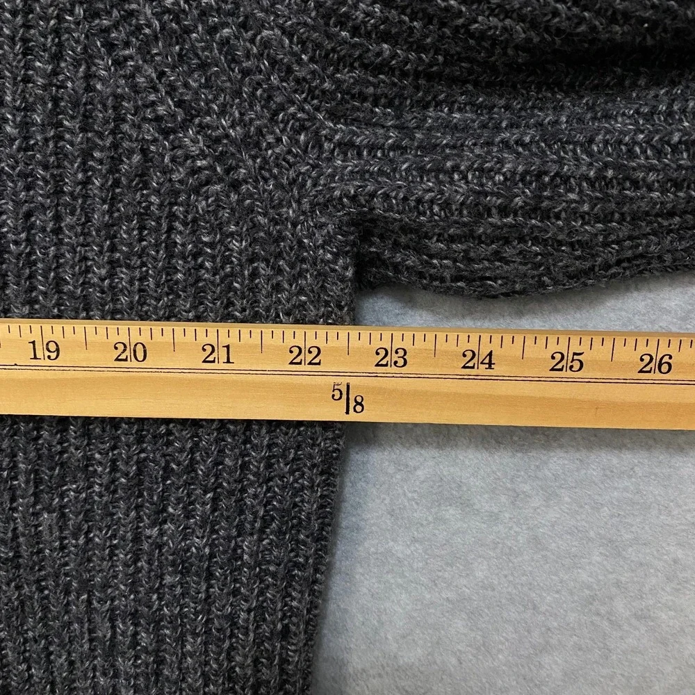 BANANA REPUBLIC Mens L Sweater Ribbed Knit Mock Neck Button Dark Gray Pullover